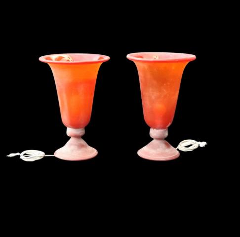 Paar XL vintage murano glazen fakkel tafellampen - Scavo