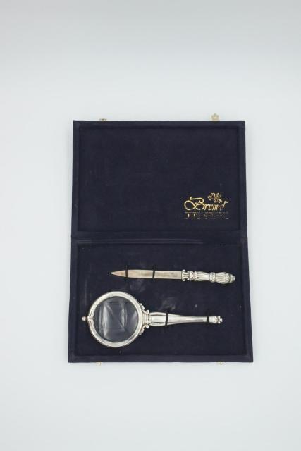 Massief zilveren briefopener en vergrootglas &ndash; BRUNEL Italia
