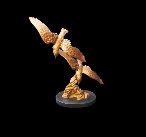 Bronze dor&eacute; &ndash; 2 mouettes en plong&eacute;e &ndash; E. Tissot