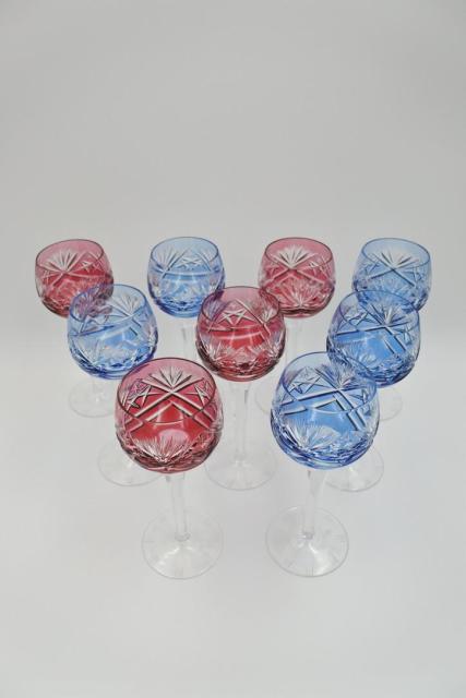 Nachtmann - 9 verres en cristal color&eacute;s