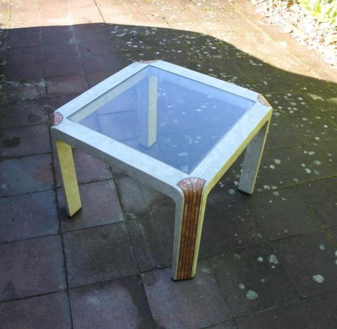 Table d'appoint Fossil Stone par Robert Marcius pour Casa Bique, ann&eacute;es 1980