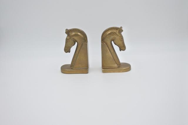 2 bronzen boekensteunen &ndash; paardenhoofd