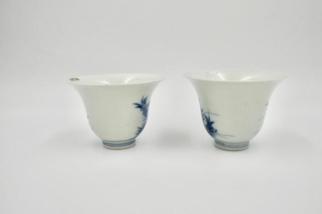 2 tasses &agrave; sak&eacute; ou &agrave; th&eacute; Hirado &agrave; motif floral automnal